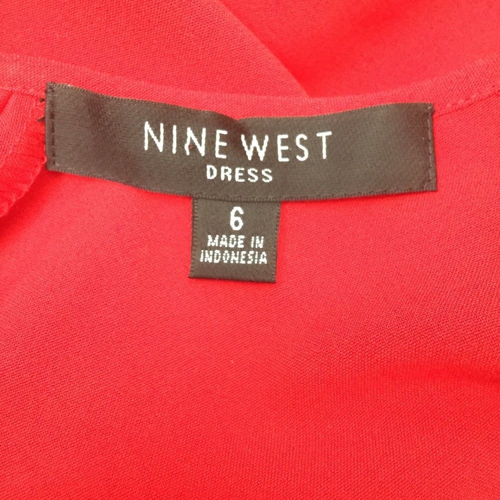 Nine West Bright Red Frilled Dress Size 6 NWT - Picture 5 of 6